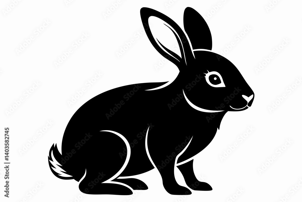 Fototapeta premium rabbit silhouette line art vector illustration with a white background