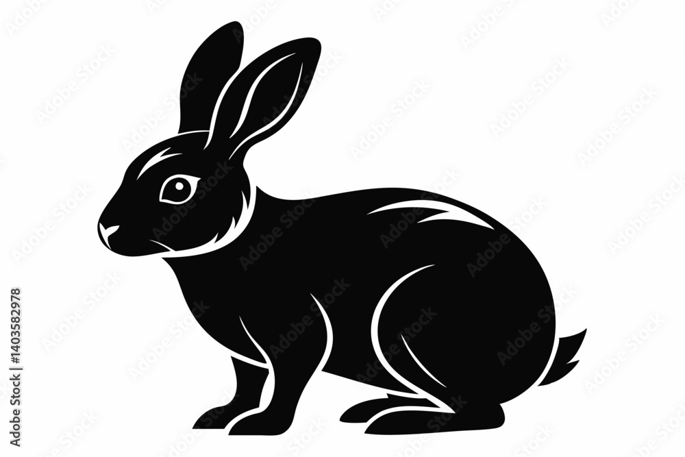 Obraz premium rabbit silhouette line art vector illustration with a white background