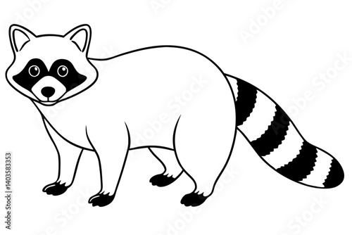raccoon silhouette line art vector illustration with a white background