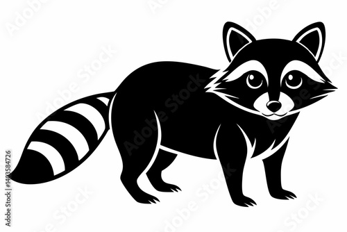 raccoon silhouette line art vector illustration with a white background
