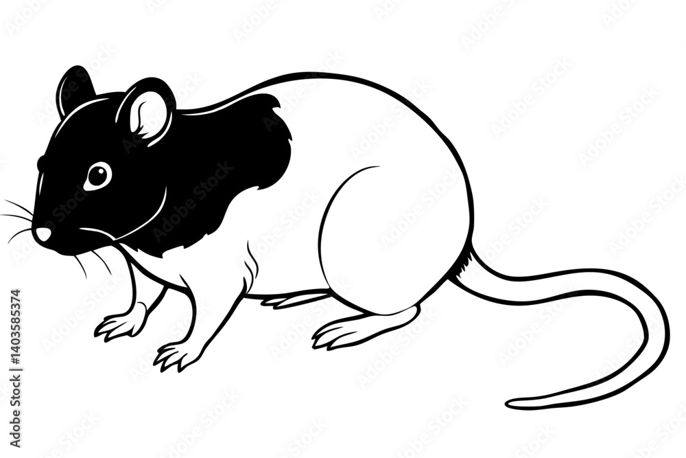 Obraz premium rat silhouette line art vector illustration with a white background