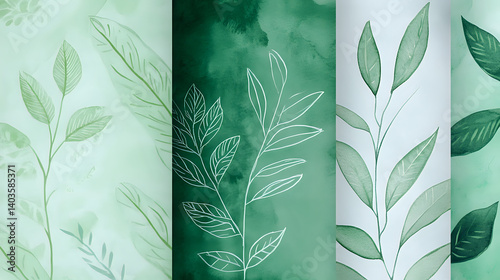 Smooth green gradient with subtle textures and leaf veins on green bg