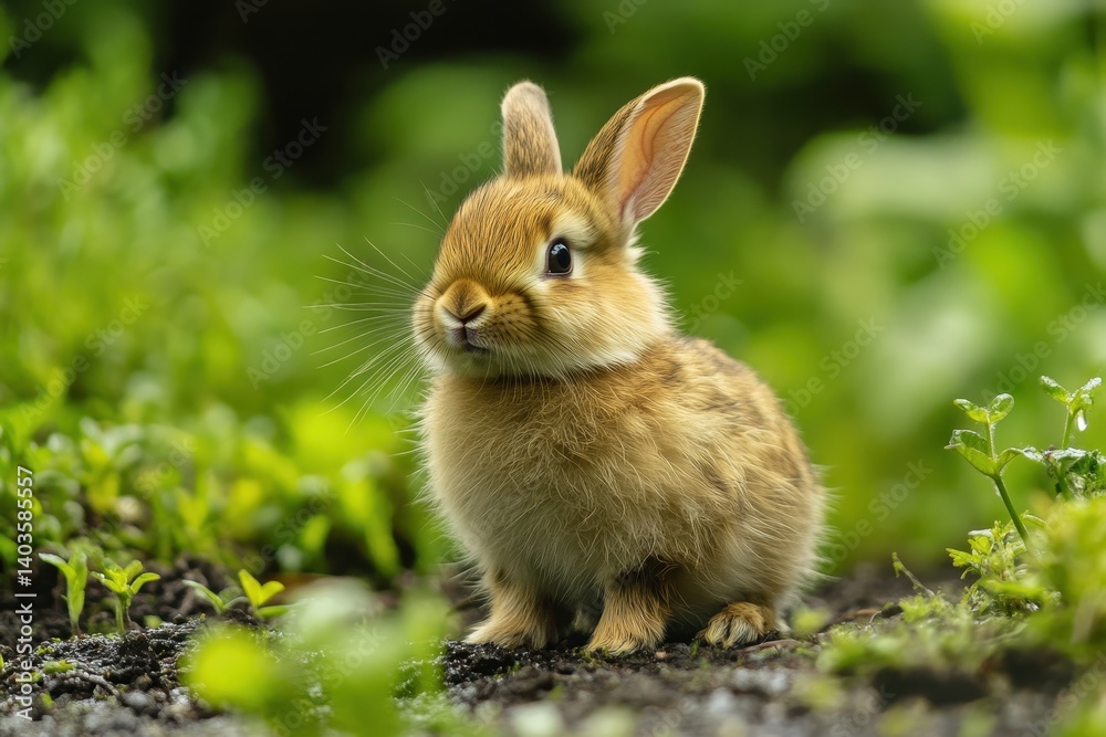 Fototapeta premium Cute little rabbit in garden