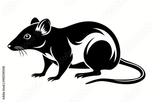 rat silhouette line art vector illustration with a white background