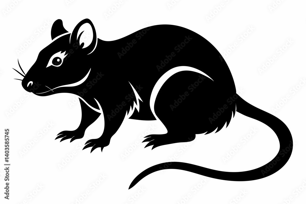 Obraz premium rat silhouette line art vector illustration with a white background