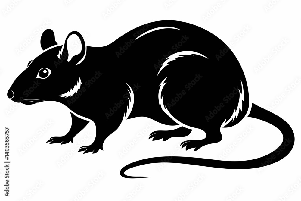 Obraz premium rat silhouette line art vector illustration with a white background