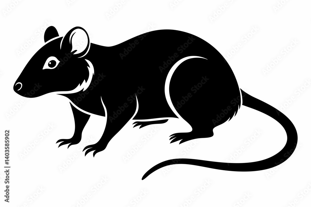Obraz premium rat silhouette line art vector illustration with a white background