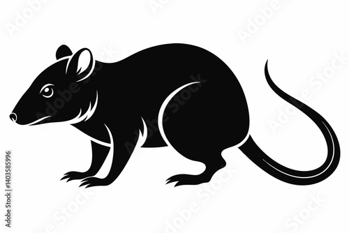 rat silhouette line art vector illustration with a white background
