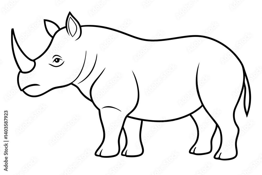 rhinoceros silhouette line art vector illustration with a white background rhinoceros silhouette line art vector illustration with a white background