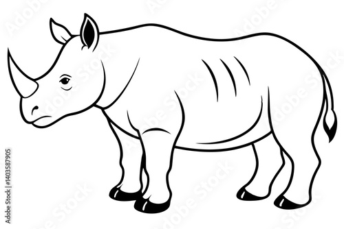 rhinoceros silhouette line art vector illustration with a white background