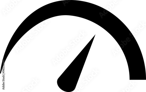 Speedometer, tachometer low and high barometers, dashboard with arrows black icon isolated on transparent background. Flat vector use for Performance indicator sign. Car speed. Fast internet.
