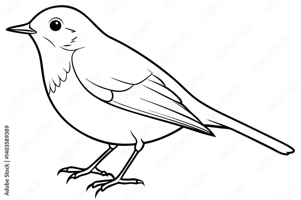 Obraz premium robin silhouette line art vector illustration with a white background