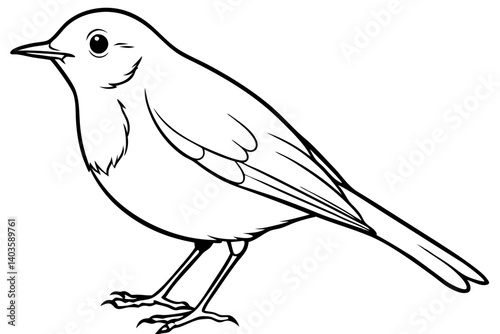 robin silhouette line art vector illustration with a white background