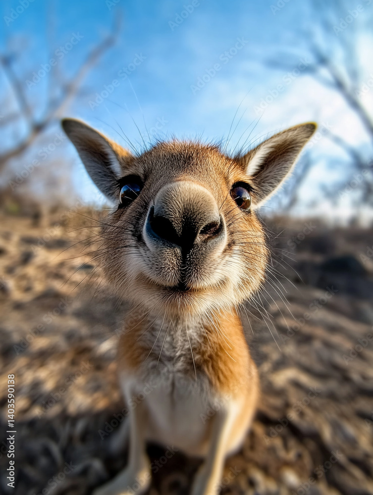 Obraz premium Close-Up Portrait of a Kangaroo With Curious Eyes 