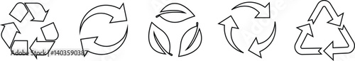 Recycle symbols. Recycling arrow icon set. Reusing symbols. Recycling label collection. Recycle badge. Recycling icons. Recycle, reuse and reduce icons.