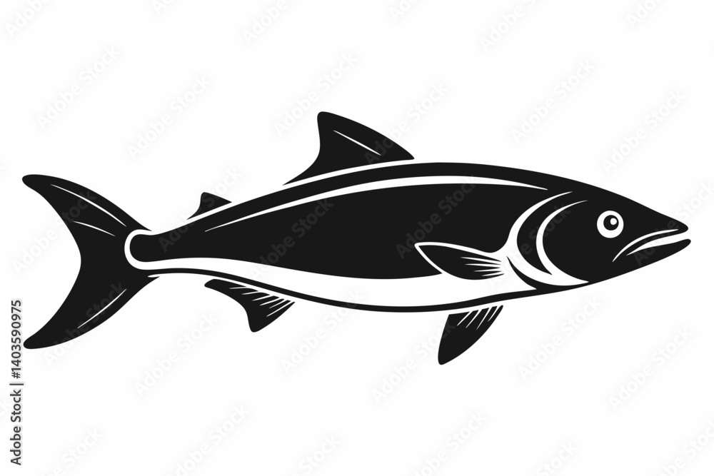 Fototapeta premium salmon silhouette line art vector illustration with a white background