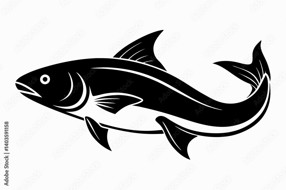 salmon silhouette line art vector illustration with a white background salmon silhouette line art vector illustration with a white background