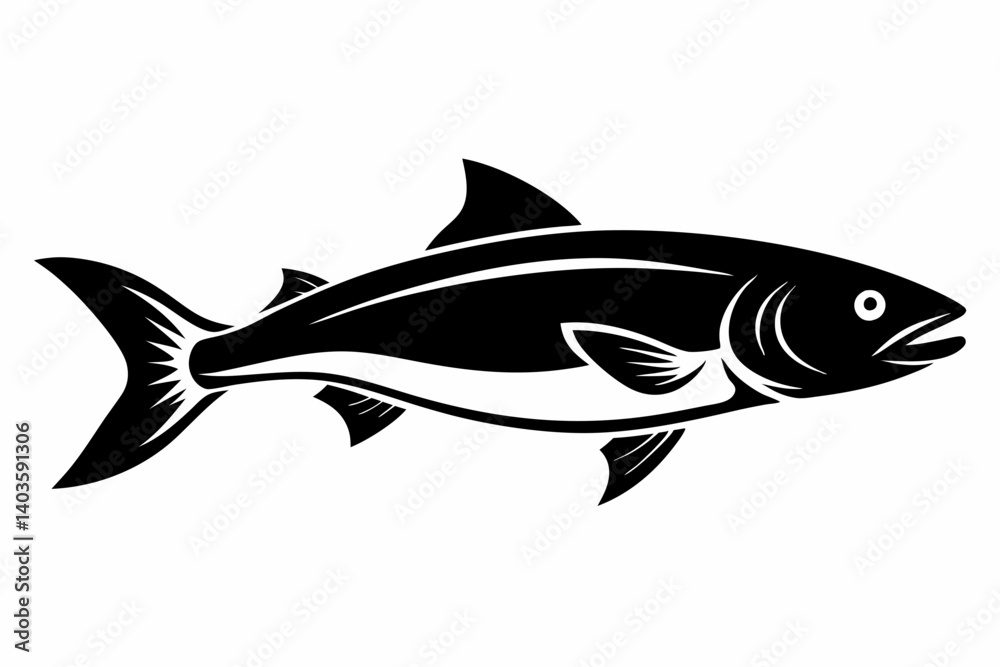 Fototapeta premium salmon silhouette line art vector illustration with a white background