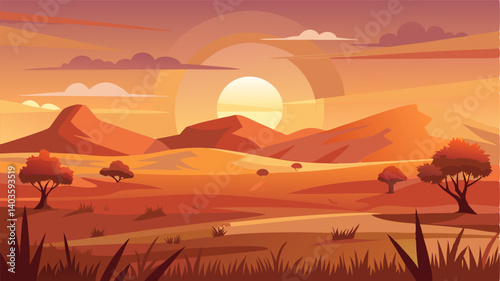 The wide open prairie bathed in the warm glow of the setting sun creating a peaceful and serene atmosphere.