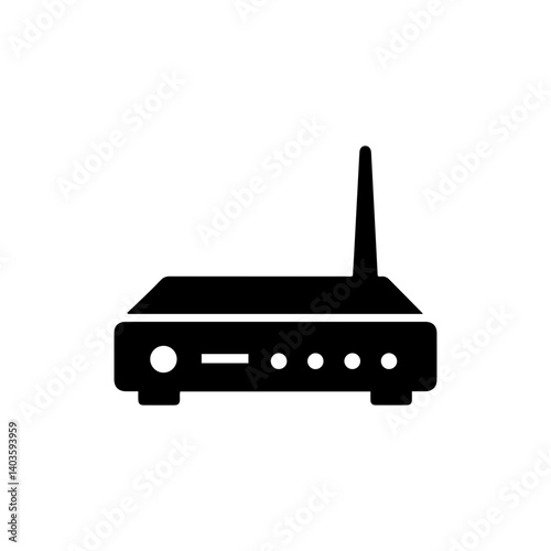 Router with multiple connection ports symbolizing data flow and networking