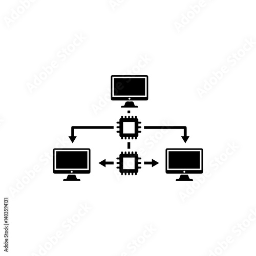 Network of Computers with Data Flowing Between Each
