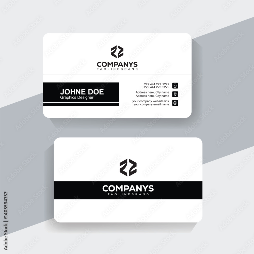 Elegant Two-Tone Business Card Design in Black and White Elegant Two-Tone Business Card Design in Black and White