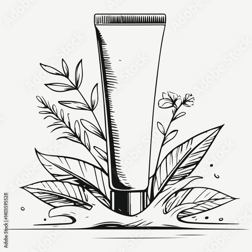 skin care cream in a tube sketch illustration