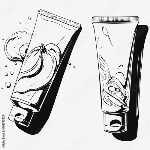 skin care cream in a tube sketch illustration