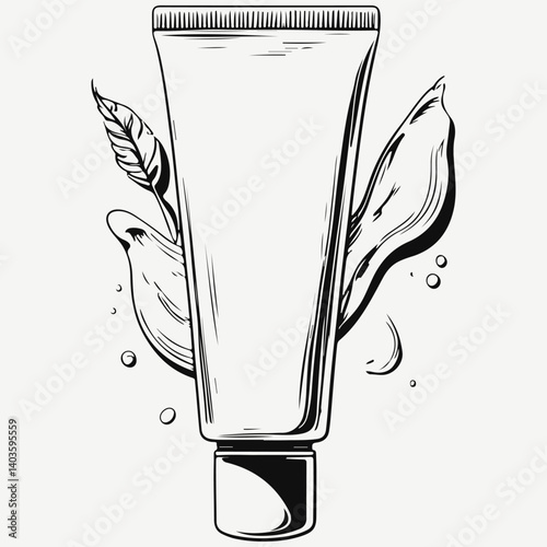 skin care cream in a tube sketch illustration