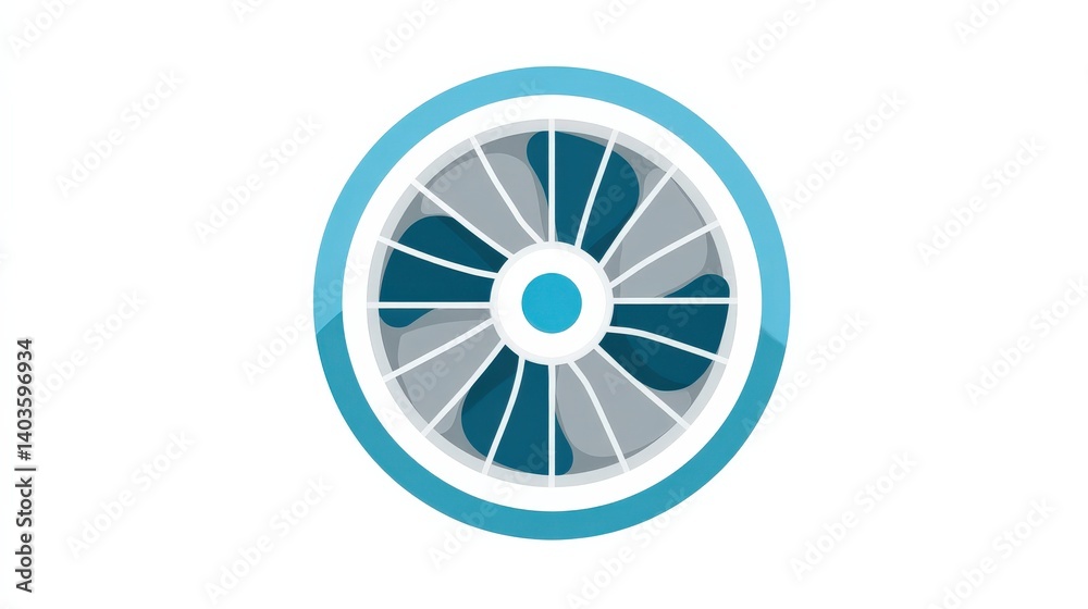 Isolated Circular Fan Illustration with Multiple Blades Isolated Circular Fan Illustration with Multiple Blades