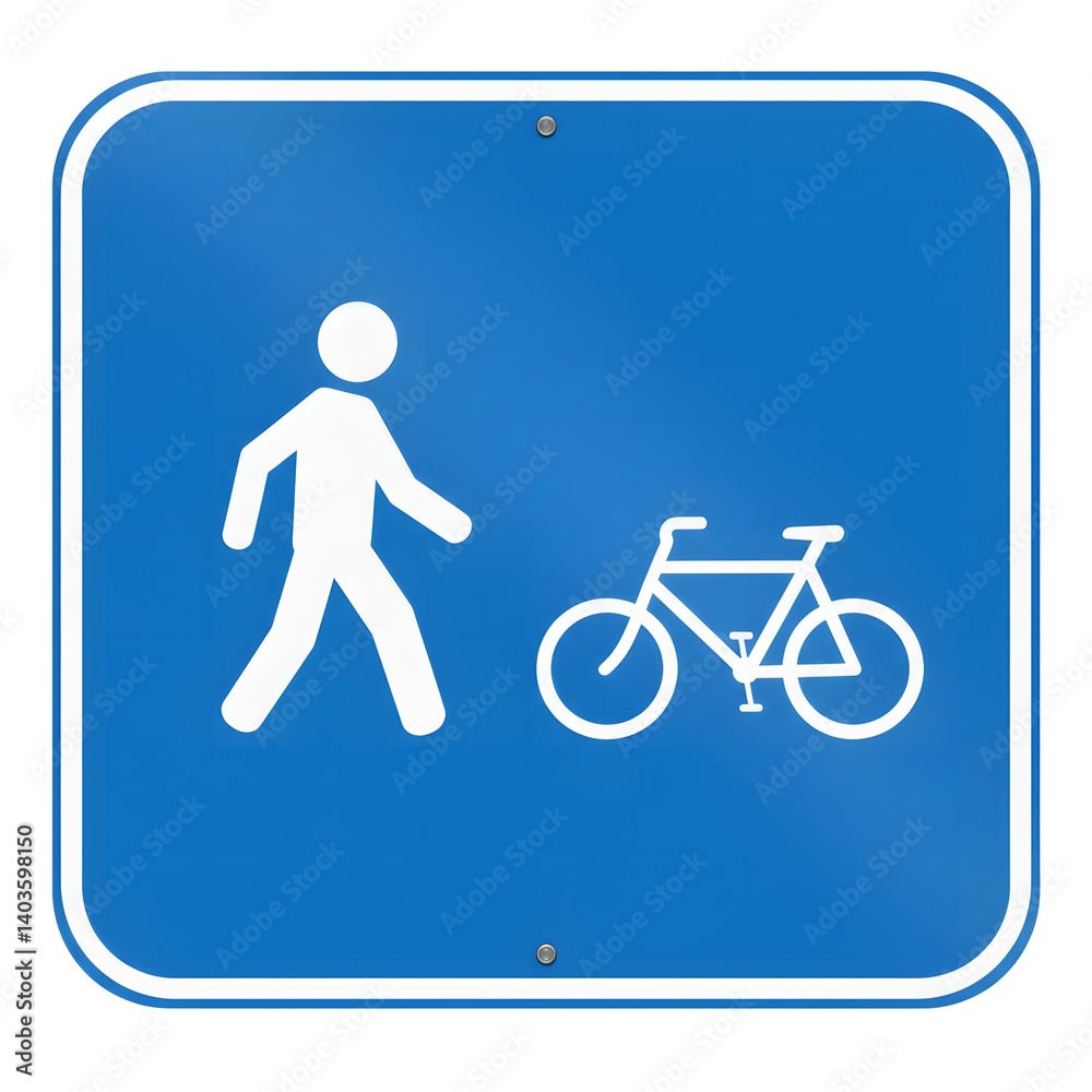 Blue Square Pedestrian and Bicycle Shared Path Sign Blue Square Pedestrian and Bicycle Shared Path Sign