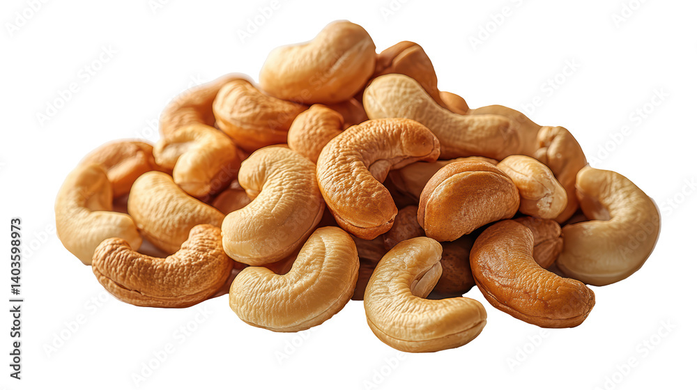 Roasted Cashew Nuts Pile Isolated On White Background Healthy Snack Concept Roasted Cashew Nuts Pile Isolated On White Background Healthy Snack Concept