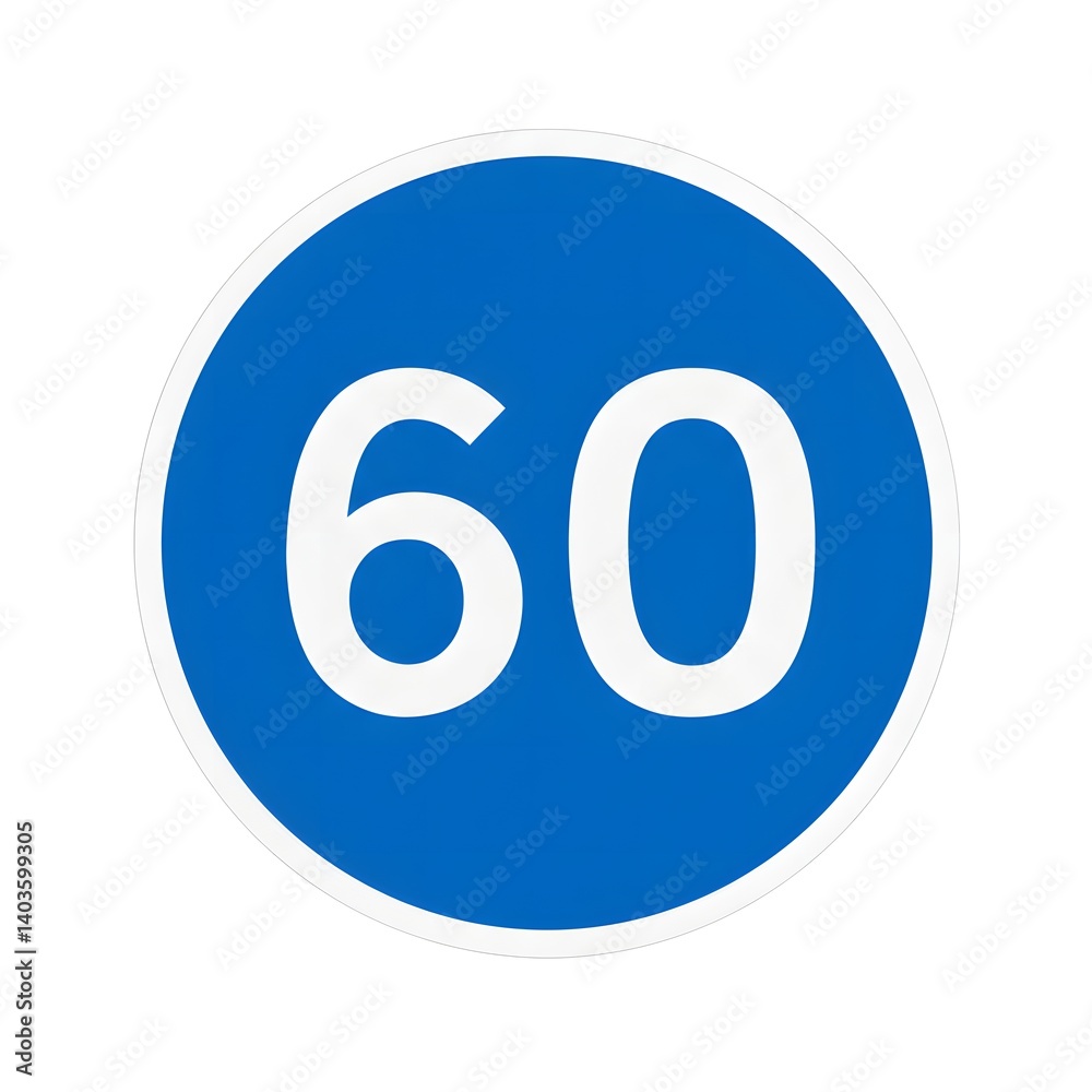 Circular Sixty Kilometers Per Hour Speed Limit Sign Circular Sixty Kilometers Per Hour Speed Limit Sign