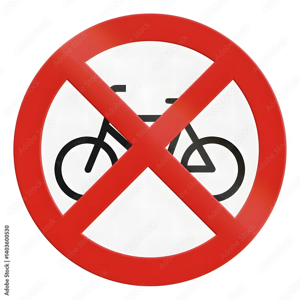 Fototapeta premium Prohibited Bicycle Symbol on Round Red Sign