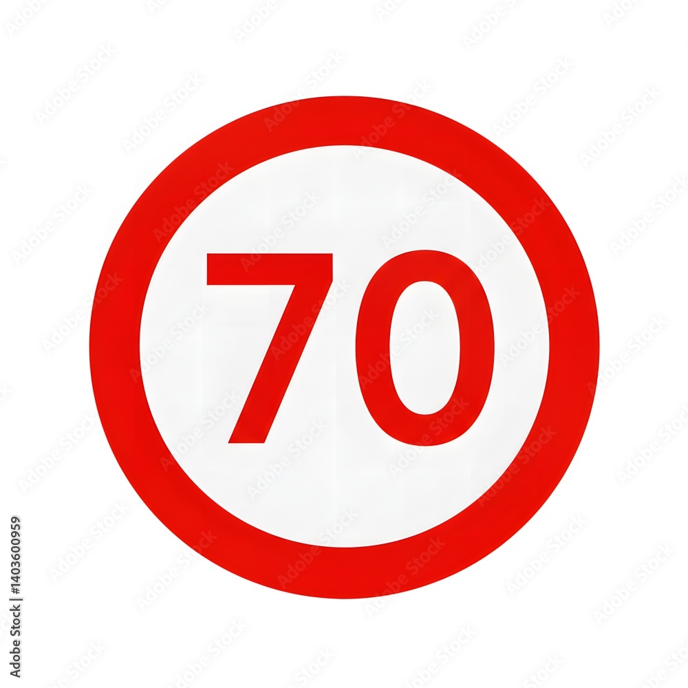 Red Circle Sign Indicating 70 Kilometers Per Hour Speed Limit Red Circle Sign Indicating 70 Kilometers Per Hour Speed Limit