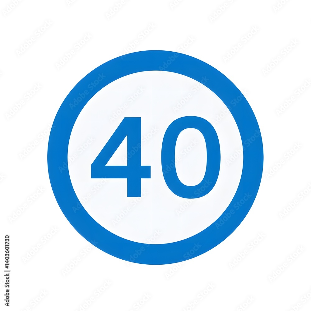 Simple Blue Circle Speed Limit Sign Indicating 40 Simple Blue Circle Speed Limit Sign Indicating 40