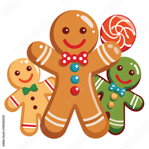 Christmas gingerbread cookies  isolated on white background