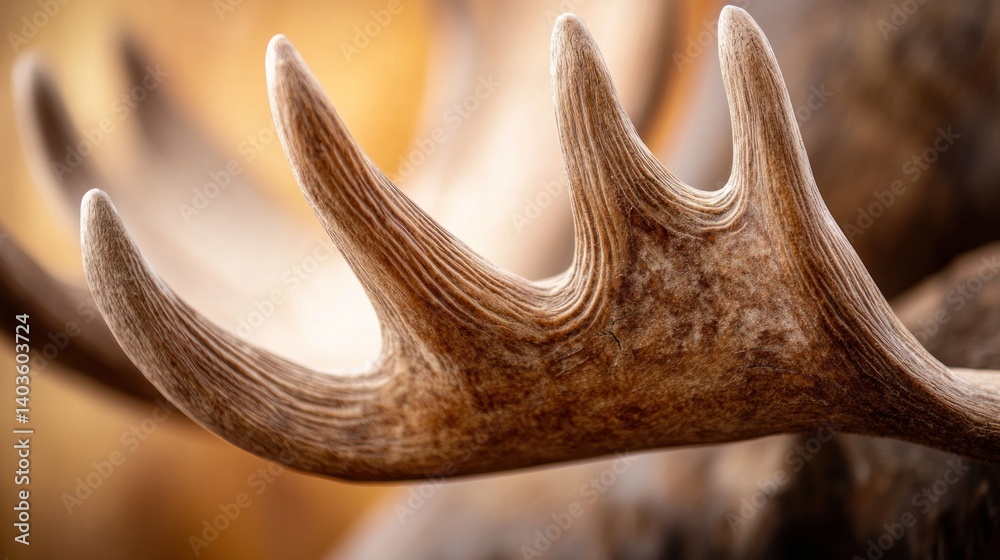Fototapeta premium Close-up moose antlers, autumnal background, detailed texture, nature display