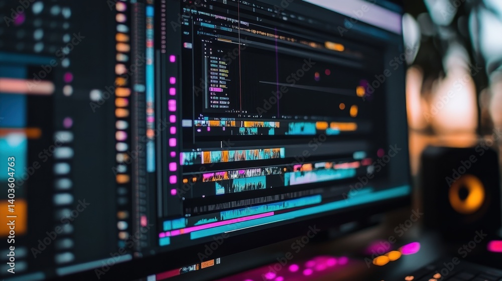 Video Editing Software Interface on a Desktop Computer