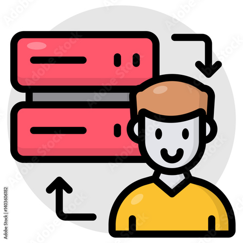 A flat design icon of server manager 