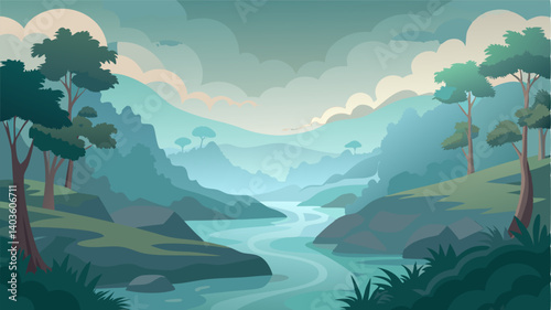 Mists rise from the surface of the river as it meanders through the rainforest shrouding the surrounding trees in a dreamy haze.