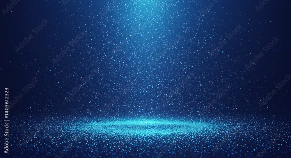 Fototapeta premium Abstract Glittering Blue Particle Background for Display Stage