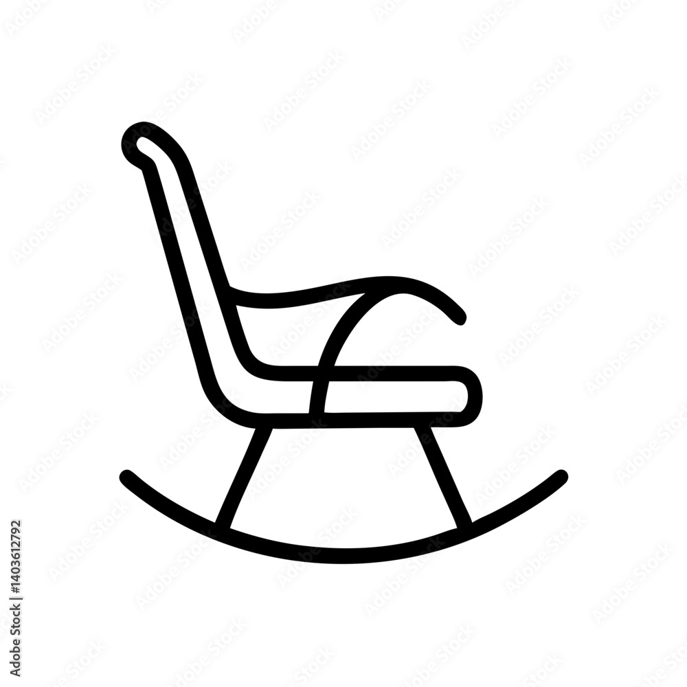 Minimalist rocking chair icon design in black and white Minimalist rocking chair icon design in black and white