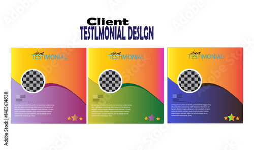 creative  modem unic  client service feedback and organic shapes  testimonial design with three multiple  colour variation