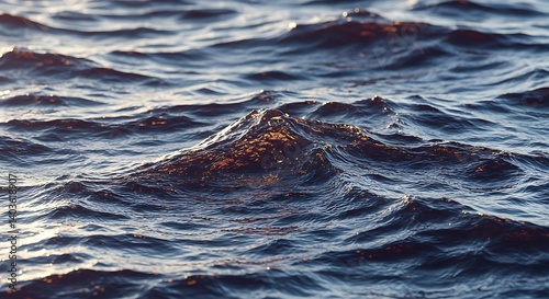 Obraz na płótnie Ocean Wave Surface Texture Close-up at Sunset with Dark Blue Waters w salonie