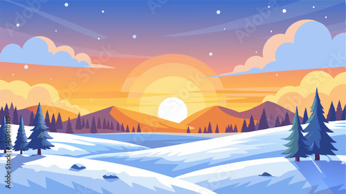 The sun sets over the meadow casting a golden glow over the snowcovered landscape. Its a breathtaking sight inspiring a feeling of gratitude and wonder for the beauty of nature in