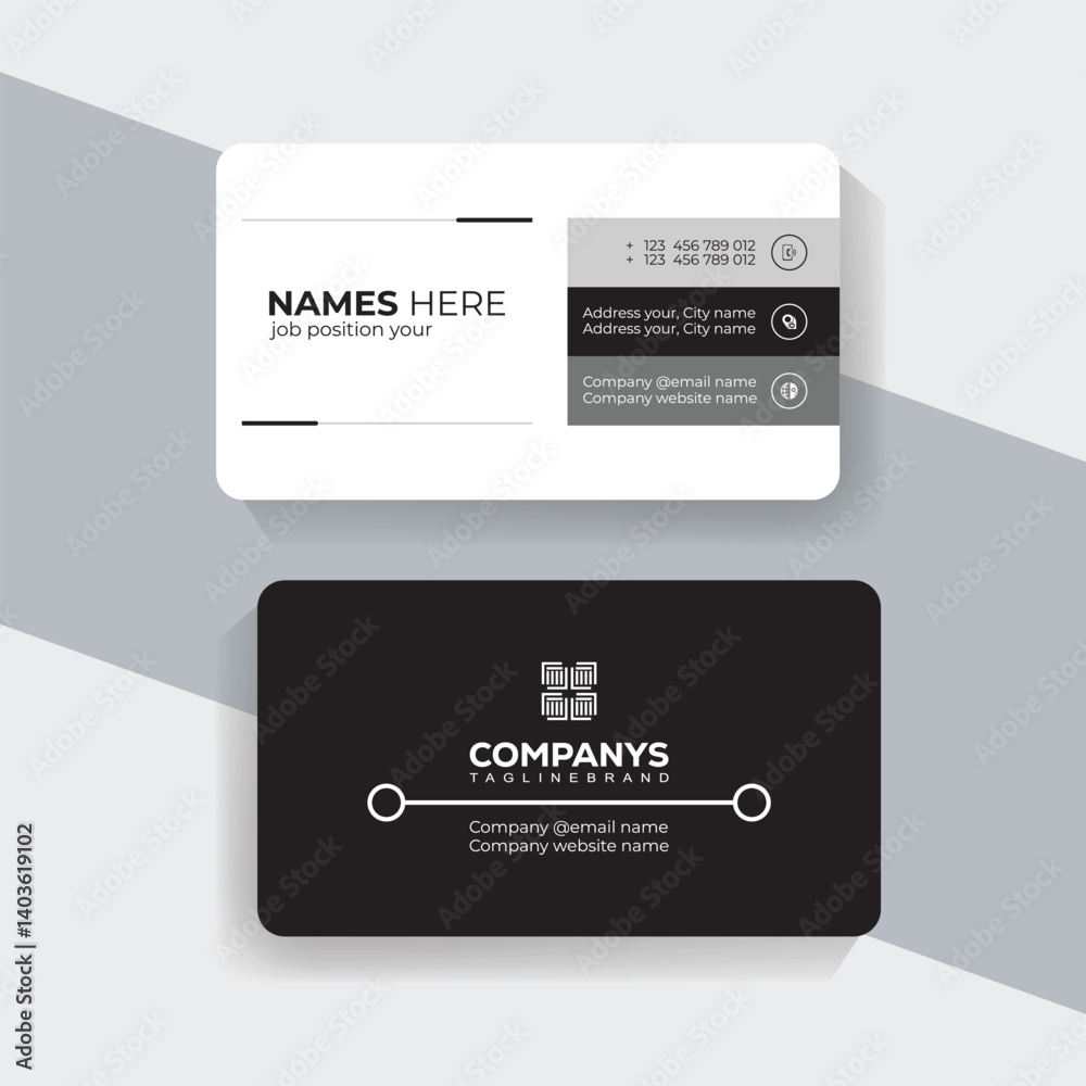 Stylish Minimal Business Card Template with Black and White Theme Stylish Minimal Business Card Template with Black and White Theme