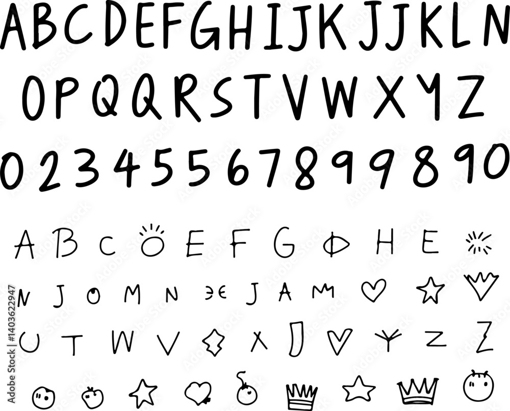 Whimsical Doodle Font Pack

Playful Handwritten Letters & Icons

Quirky Alphabet & Fun Symbols Set