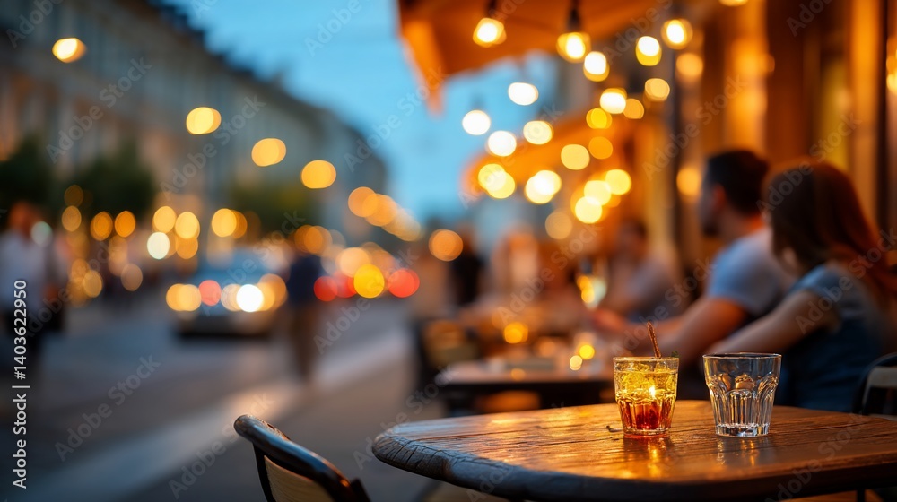Naklejka premium Evening cafe scene