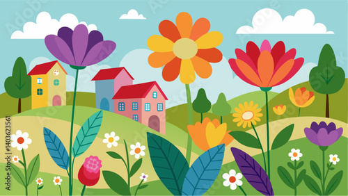 The colorful blooms of wildflowers adding a touch of whimsy to the otherwise traditional village green.
